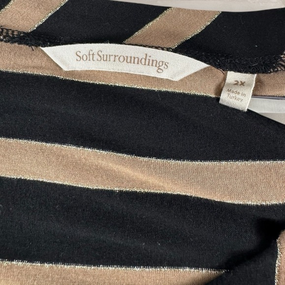 Soft Surroundings Knit Tunic Top Long Slv Black Tan Gold Metallic Thread Size 2x - Picture 7 of 12